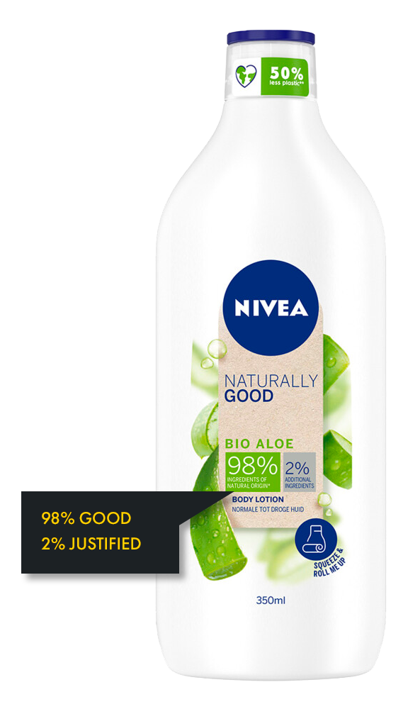 a nivea consumer product informing with goodness data on the front label